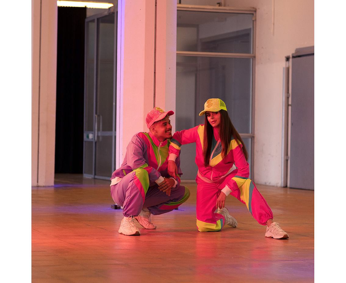 Women''s Neon Pink Retro Tracksuit, Size M